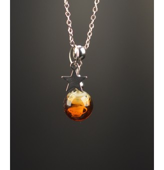 Collier court “écalt ambré” en perle de verre filée – création artisanale