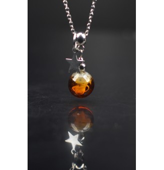 Collier court “écalt ambré” en perle de verre filée – création artisanale
