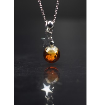 Collier court “écalt ambré” en perle de verre filée – création artisanale
