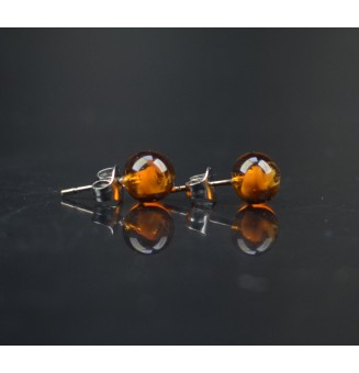 Puces d’oreilles en verre "dégradé ambré – Élégance discrète