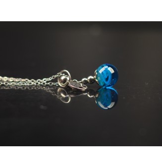 collier arbre de vie 45 +3 cm "bleu vert" perles de verre filé au chalumeau