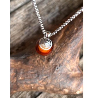 Collier dégradé ambré en perle de verre filée au chalumeau - 50 cm – création artisanale unique