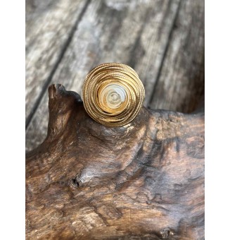 Bague en Verre Filé au Chalumeau "IVOIRE"  - acier INOXYDABLE