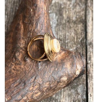Bague en Verre Filé au Chalumeau "IVOIRE"  - acier INOXYDABLE