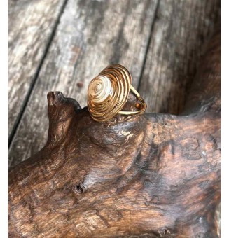 Bague en Verre Filé au Chalumeau "IVOIRE"  - acier INOXYDABLE