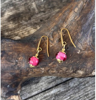 Boucles d’oreilles Fuchsia Éclat – Verre filé & acier doré