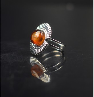 Bague en Verre Filé au Chalumeau "Dégradé Ambré"  - acier INOXYDABLE