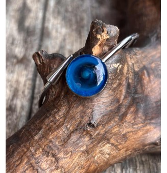 Bracelet pliable en acier inoxydable – Cabochon vert bleu en verre filé - pour petits poignets