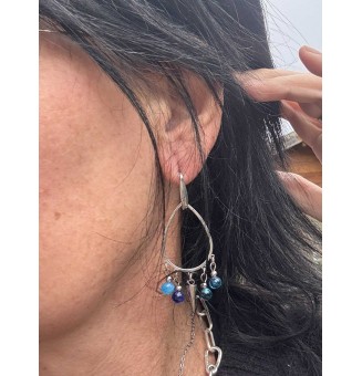 Boucles d’oreilles “bleues” – Élégance artisanale et chaleur automnale