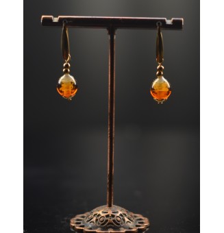 Boucles d’oreilles “Dégradé Ambré” – Élégance artisanale et chaleur automnale - Acier inoxydable doré