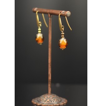 Boucles d’oreilles “Dégradé Ambré” – Élégance artisanale et chaleur automnale - Acier inoxydable doré
