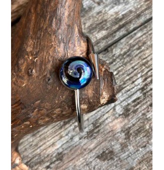 Bracelet pliable en acier inoxydable – Cabochon BLEU Métallisé en verre filé - pour petits poignets