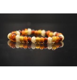 Bracelet élastique dégradé ambré – Création artisanale en perles de verre filées au chalumeau