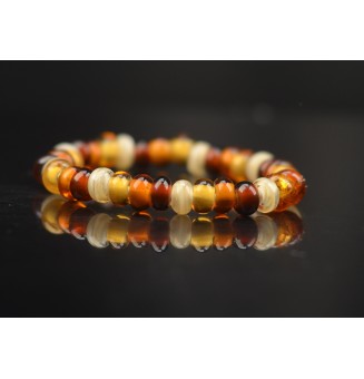 Bracelet élastique dégradé ambré – Création artisanale en perles de verre filées au chalumeau