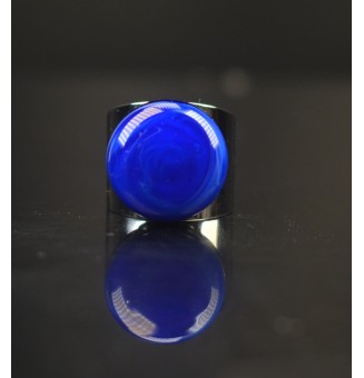 Bague Large avec Cabochon en Verre Filé – Modèle Unique - Bleu intense