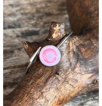 Bracelet pliable en acier inoxydable – Cabochon rose en verre filé - pour petits poignets