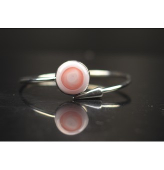 Bracelet pliable en acier inoxydable – Cabochon rose en verre filé - pour petits poignets