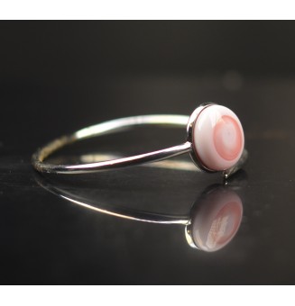 Bracelet pliable en acier inoxydable – Cabochon rose en verre filé - pour petits poignets