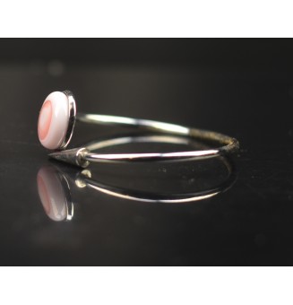 Bracelet pliable en acier inoxydable – Cabochon rose en verre filé - pour petits poignets