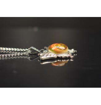 Collier Papillon et Cabochon en Verre – Multicolore