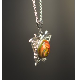 Collier Papillon et Cabochon en Verre – Multicolore