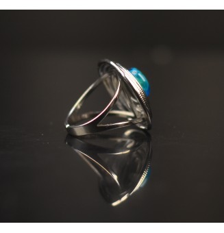 Bague en Verre Filé au Chalumeau "BLEU VERT"  - acier INOXYDABLE