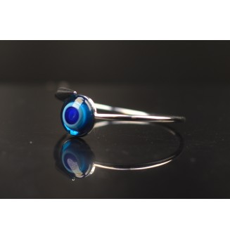 Bracelet pliable en acier inoxydable – Cabochon BLEU  en verre filé - pour petits poignets