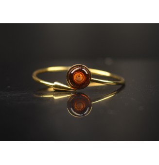 Bracelet pliable en acier inoxydable Doré – Cabochon "dégradé ambré" en verre filé - pour petits poignets