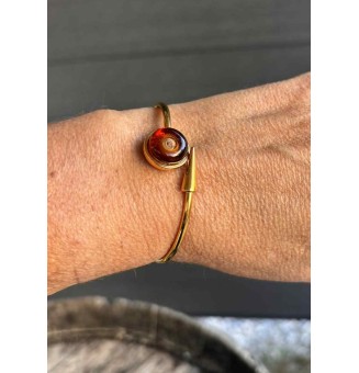 Bracelet pliable en acier inoxydable Doré – Cabochon "dégradé ambré" en verre filé - pour petits poignets