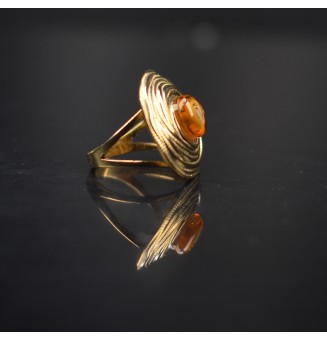 Bague en Verre Filé au Chalumeau "Dégradé ambré"  - acier INOXYDABLE