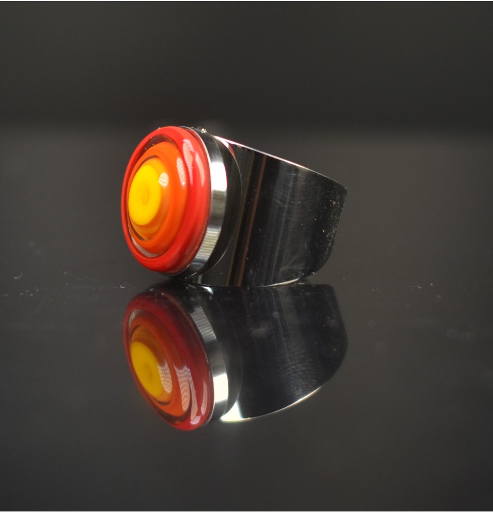 Bague Large avec Cabochon en Verre Filé – Modèle Unique - multicolore