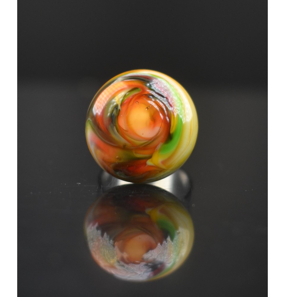 Bague réglable en Verre Filé au Chalumeau Multicolore  - acier INOXYDABLE