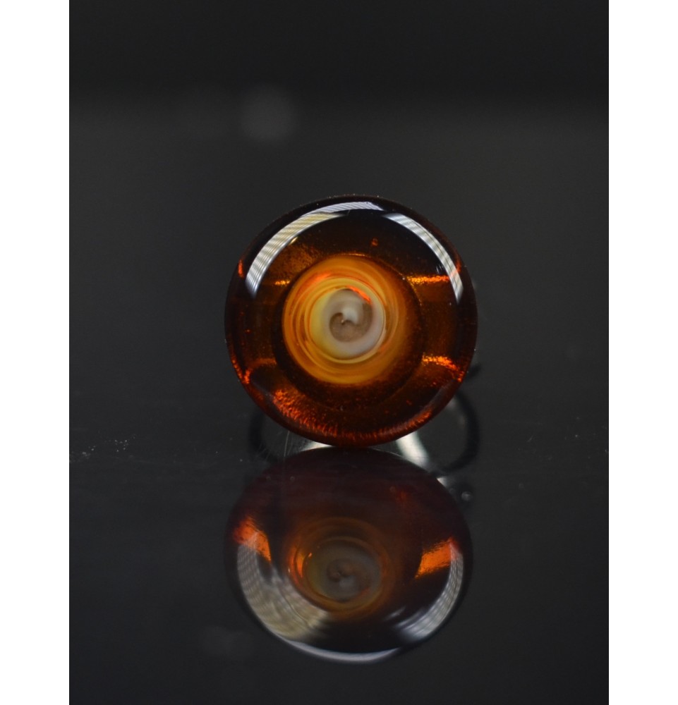 cabochon artisanal "dégradé ambré" en verre pour bague ou collier interchangeable en verre  (sans le support )