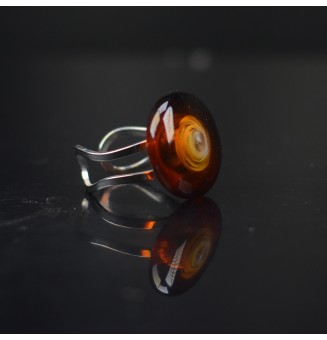 cabochon artisanal "dégradé ambré" en verre pour bague ou collier interchangeable en verre  (sans le support )