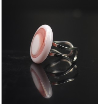cabochon artisanal Rose en verre pour bague ou collier interchangeable en verre  (sans le support )