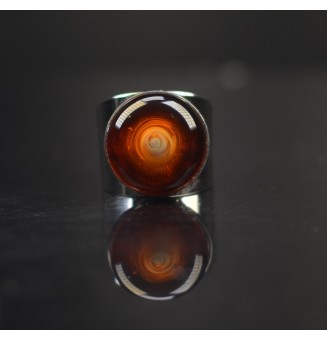 Bague Large avec Cabochon en Verre Filé – Modèle Unique - Dégradé Ambré