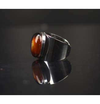 Bague Large avec Cabochon en Verre Filé – Modèle Unique - Dégradé Ambré