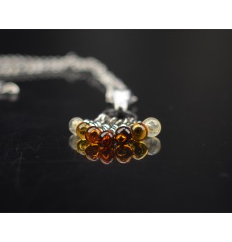 Collier dégradé ambré en perle de verre filée au chalumeau - 43 cm – création artisanale unique