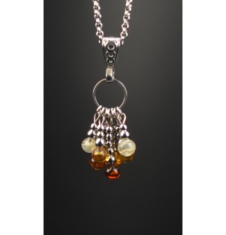 Collier dégradé ambré en perle de verre filée au chalumeau - 43 cm – création artisanale unique