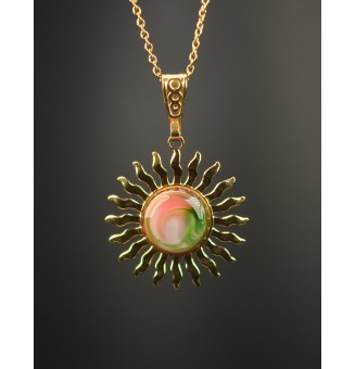 Collier Soleil "rose vert"...