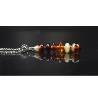 Collier "Éclat de Joie "Dégradé ambré" en perles de verre filé - acier inoxydable