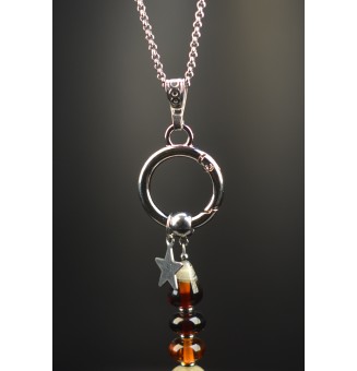 Collier "Éclat de Joie"Dégradé ambré" en perles de verre filé - acier inoxydable