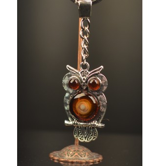Bijou de sac / Porte-clés Hibou avec cabochon en verre – Création artisanale Liloo Créations
