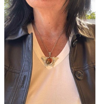 Collier Papillon et Cabochon en Verre – Multicolore