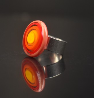 Bague en Verre Filé au Chalumeau "MULTICOLORE"  - acier INOXYDABLE
