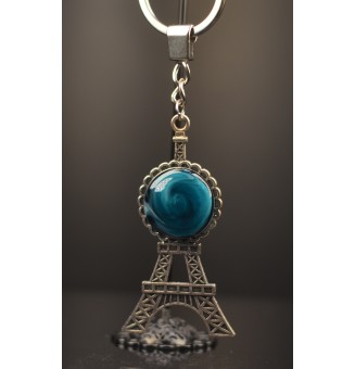 Bijou de sac / Porte-clés TOUR EIFFEL avec cabochon en verre – Création artisanale Liloo Créations