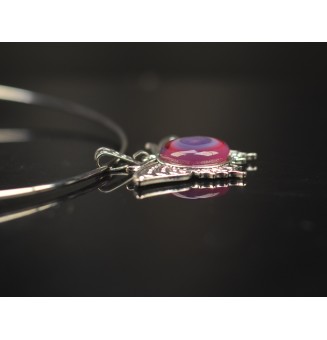 Collier Papillon et Cabochon en Verre – rose - orque rigide