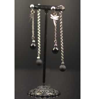 Boucles d'Oreilles en Perles de Verre NOIRES – Élégance et Modernité