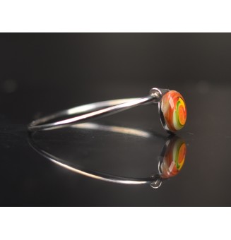Bracelet pliable en acier inoxydable – Cabochon "multicolore" en verre filé - pour poignets de 17.5 à 19 cm