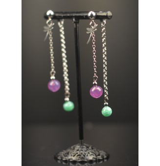 Boucles d'Oreilles en Perles de Verre rose vert – Élégance et Modernité